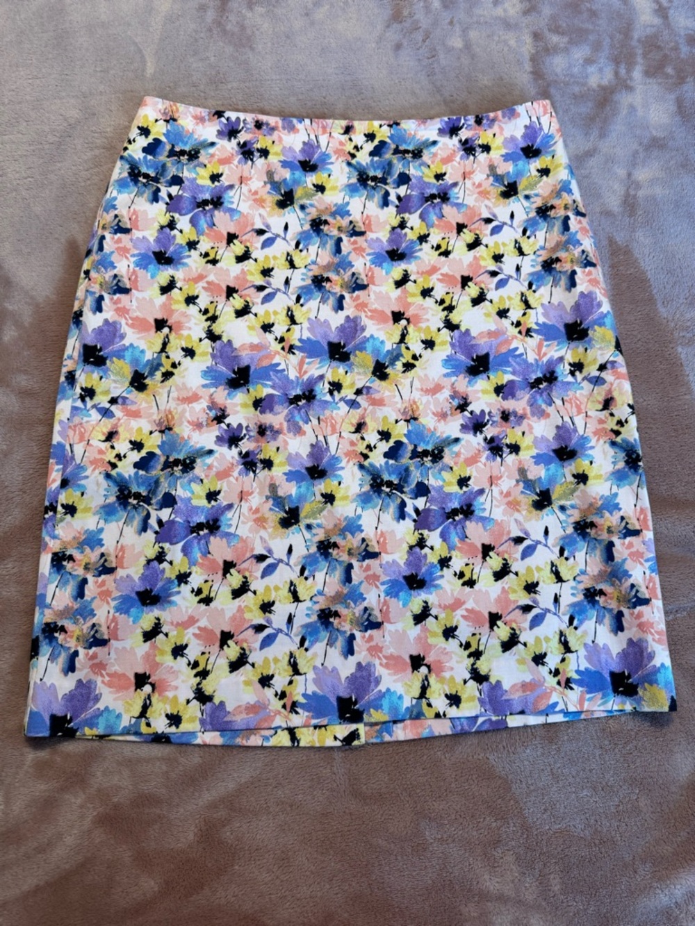 Talbots Watercolor Floral Stretch Cotton Pencil Skirt, Size 10 Petite